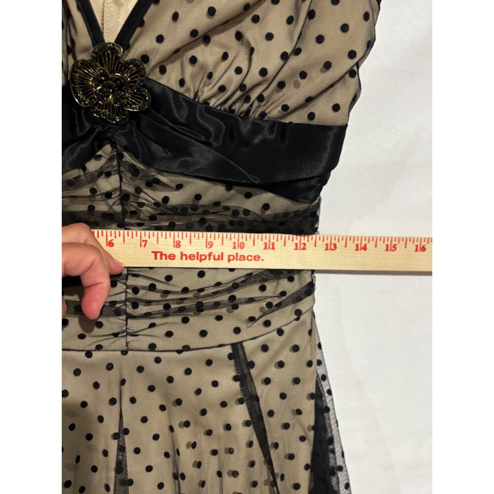 Vintage Dress sz S Black baby doll polka dot y2k Fairy overlay Whimsigoth witchy - Picture 7 of 15